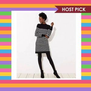 Loft Striped Back Button Sweater Dress (S)